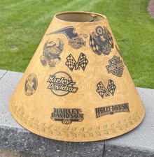Vintage Harley Davidson Motorcycle Lamp Shade Eagle Checkered Flag Biker Decor picture