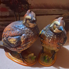 Vtg NAPCO Bob White Quail Figurines C6457 Japan MC Ceramic Birds Signed picture