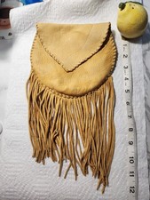 Vintage Native American Leather Western Belt Pouch with Fringe Soft Buck Skin picture