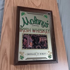 Vintage 1977 Liquor Mirror MALONY'S IRISH WHISKEY Dublin Ireland Made in England picture