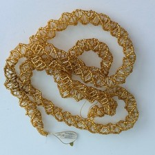 Vintage Dept 56 Gold Bugle Beaded Christmas Tree Garland Draping Trim 64” New picture