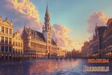 Grand Place Brussels Belgium, Town Hall, UNESCO World Heritage - Modern Postcard picture