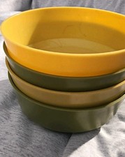 Vintage Rubbermaid J-3060 Cereal Bowls Set of 4 Avocado Harvest Gold 1970s MCM picture