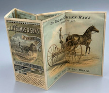 1880s JH THOMAS FARM Machinery ENGINES Advertise Fold Trade Card SPRINGFIELD OH picture