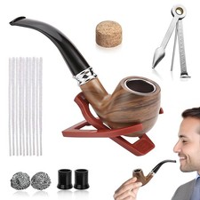 Tobacco Pipe Set - Vintage Tobacco Pipe Set with Accessories & Gift Box, Har... picture
