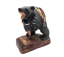 Japanese Ainu Carved Wooden Bear with Fish 6