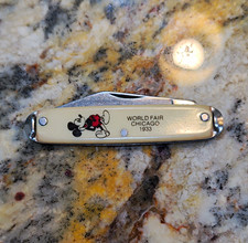Vintage 1970s Mickey Mouse Pocket Knives 1933 Chicago Fair & 1955 Disneyland picture