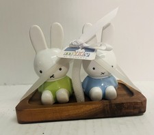 New Magenta Miffy Salt And Pepper Shaker Set with Wooden Tray picture
