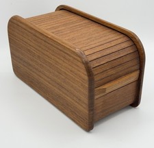 VTG Kalmar Designs Teak Wood Roll Top Storage Box Recipe Card File Thailand picture
