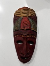 Vintage Hand Carved African Wooden Mask Tribal Wall Hanging Decor picture