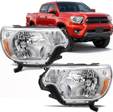Pair Chrome of Front Head Lights Compatible with 2012-2015 Toyota Tacoma picture