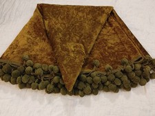 Vintage 60's Gold Crushed Velvet Round Tablecloth 84