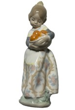 Lladro Figurine Woman Carrying Fruit Basket Glazed Porcelain Spain Blue Mark picture