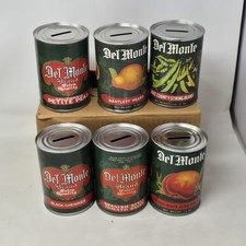 NOS Vintage Del Monte Coin Bank Cans Set Of 6 Grocery Advertising 1960s picture
