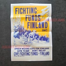 1944 WW2 USA Fighting Funds Finland Europe Winter Sky War Propaganda Poster Q193 picture