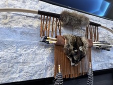 Native American Indian Raccoon Hickory Bow Arrow  By Enrolled Mem OfCherokee 60” picture