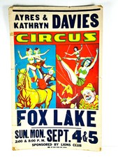vtg 60s Fox Lake IL Ayres Kathryn Davies Poster circus carnival bette leonard picture