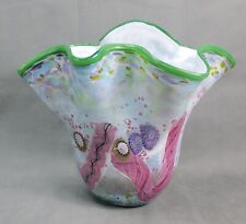 PAUL ALLEN COUNTS Hand Crafted FAZZOLETTO POLYCHROME Studio Art Glass VASE picture