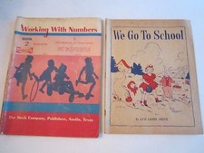(2) 1945 CHILDREN'S SCHOOL BOOKLETS - WE GO TO SCHOOL & WORKING NUMBERS -TUB OFC picture