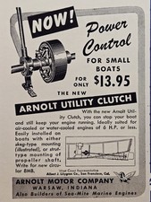 Arnolt Utility Clutch Warsaw IN Print Ad 1946 - Power Control for Small Boats picture