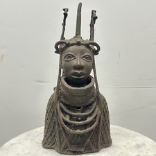 Antique Benin Bronze Oba Head Sculpture Nigeria picture