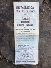 Original Vintage FoMoCo Brake Linings for 1949-56 Ford Cars Trucks Instructions picture