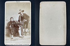 Czichna, Innsbruck, Tyrolean Regional Costumes with Pipes Vintage cdv albu picture
