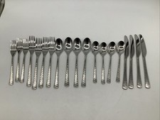 KINGSTONE 19 Piece Hammered Silverware Set 18/10 Stainless Steel Flatware Lot picture