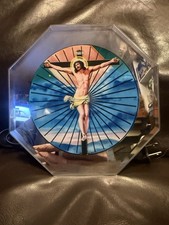 Vintage Eleco Motion Light Up Jesus Mirror Psychedelic Kinetic Spinning Works picture