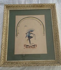 🪶🎨 Vintage Southwestern Native American Dancer Artwork Ornate Gilt Frame ✨ picture