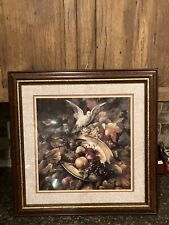 Vintage Home Interior Homco Large 24” / 24” Framed Dove And Fruit Print  picture