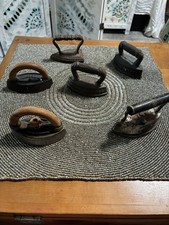 Antique Collection Of 6 Cast Iron/iron Miniature Sad Irons. Early 20th. picture