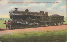 Atlantic Express Locomotive LB&SCR Railway Train Postcard c1910 UK Color picture