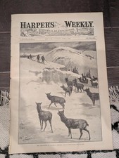 Harper’s Weekly – April 9, 1887 – Yellowstone in Winter, Elk Encounter, Old Fait picture