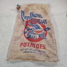 Vtg Northern Flight 50# Burlap Potato Sack Bag Canadian Geese Farmhouse Decor picture