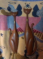 Vintage MCM Mid-century Modern Sexton Cats Metal Wall Art Decor Siamese Scarce picture