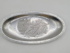 Continental Hand Wrought Tray Aluminum Chrysanthemum Trade Mark 566 Vintage picture