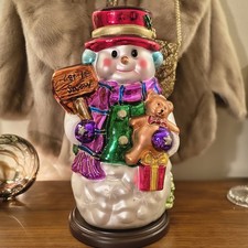 Thomas Pacconi Vintage Glass Large and Medium Snowmen Ornaments picture