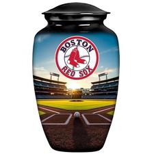 Boston Red Sox Baseball Style Cremation Black Urn Adult Human Ashes Urns w/Bag picture