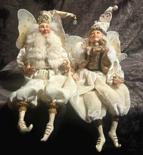 Vintage Winward Fairy Pixie Elf Shelf Sitters Christmas Table Top Pair picture