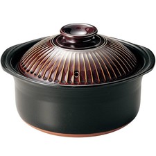 Ginpo Pottery Chrysanthemum Rice Cooker, Banko Ware (3-Cup Capacity/Amber/Doubl_ picture