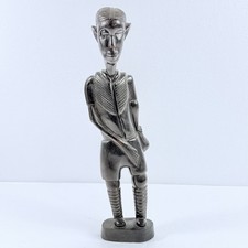 VTG Kenya African Ebony Wood Carved Tribal Man Warrior Statue Figure Art 16