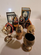 Vintage Handpainted Eggs Lot Russian,  American,  Japanese Egg Collector Special picture