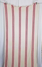 Vintage Bates Woolen Mills Woven Fringe Table Runner Tablecloth Red Striped picture