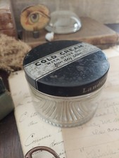 Vintage Lander's Cold Cream Clear Glass Jar Screw On Metal Lid Vanity Face picture