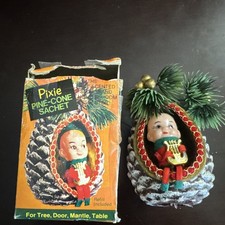 Pixie Pinecone Sachet Diorama Ornament in Original Box Vintage Christmas picture