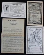 LOT OF ANTIQUE 8 YR. OLD CHILD'S MEMORIAL CABINET CARD & FUNERAL HOME EPHEMERA picture