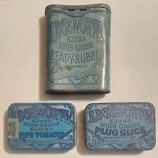Vintage Edgeworth Tobacco Tin Mixed Lot Of 3 Ready Rubbed Plug Slice Tins Lot  picture