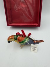 Dillard’s Trimmings Cloisonné Parrot Christmas Ornament Vintage Articulated picture