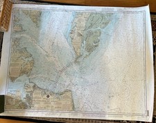 Vintage Nautical Map Chart Chesapeake Bay Entrance 1222 TR Training LARGE 48x 36 picture